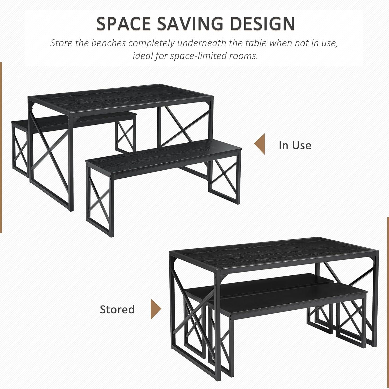 Juego de mesa de comedor de 55 pulgadas para 4-6, cena rectangular con 2