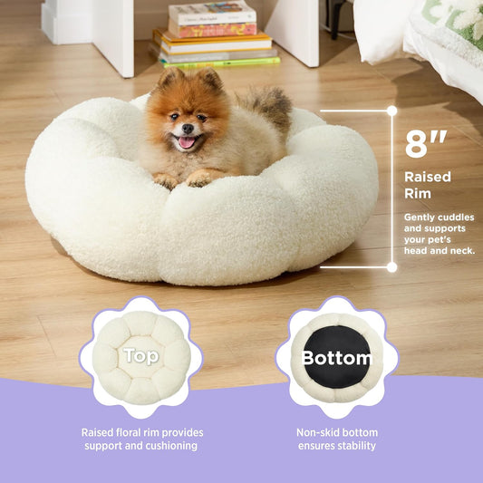 Lesure - Cama calmante para perros pequeños, cama redonda y esponjosa con forma...