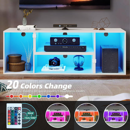 YITAHOME Soporte de TV DIY con tira LED, moderno centro de entretenimiento...