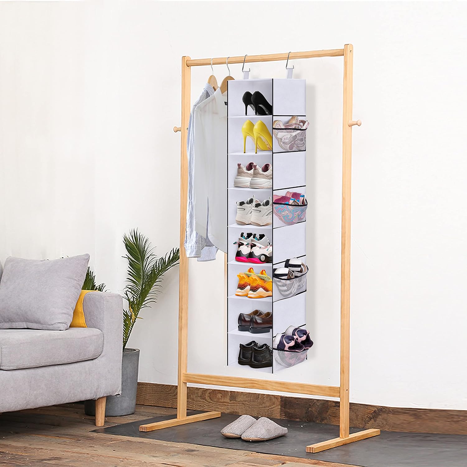 Organizador de zapatos colgante de 8 estantes, organizadores de ropa y estantes