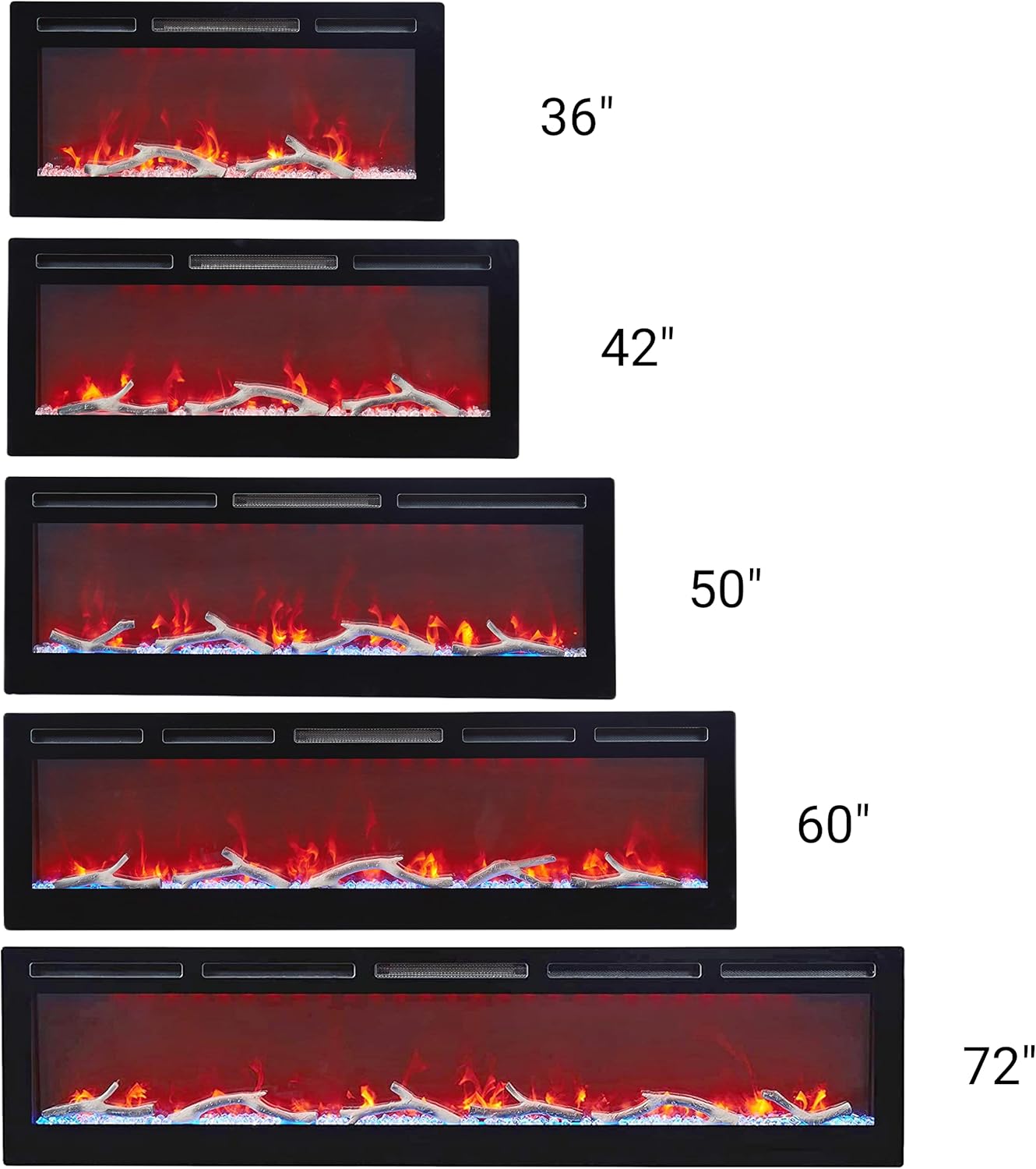 Chimenea eléctrica empotrada y montada en la pared de 42 pulgadas, calentador...