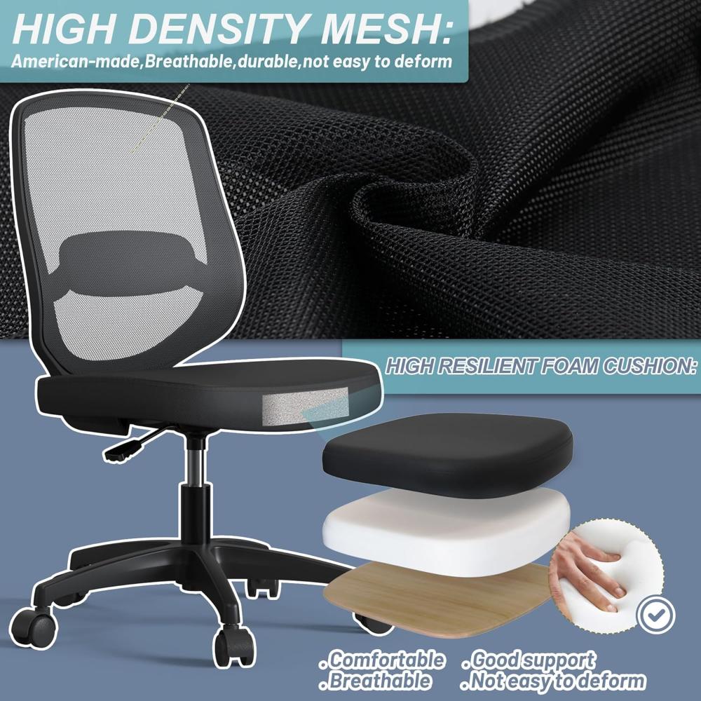 Silla Giratoria Ergonómica De Escritorio, Ajustable Y Soporte Lumbar KIZECK, Negro