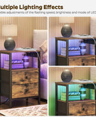 Mesitas de noche con estación de carga, mesita de noche con luces LED, mesa...