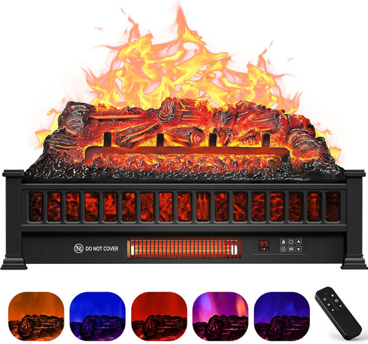 Troncos de chimenea eléctrica de 26 pulgadas, controlador remoto, calentador de...