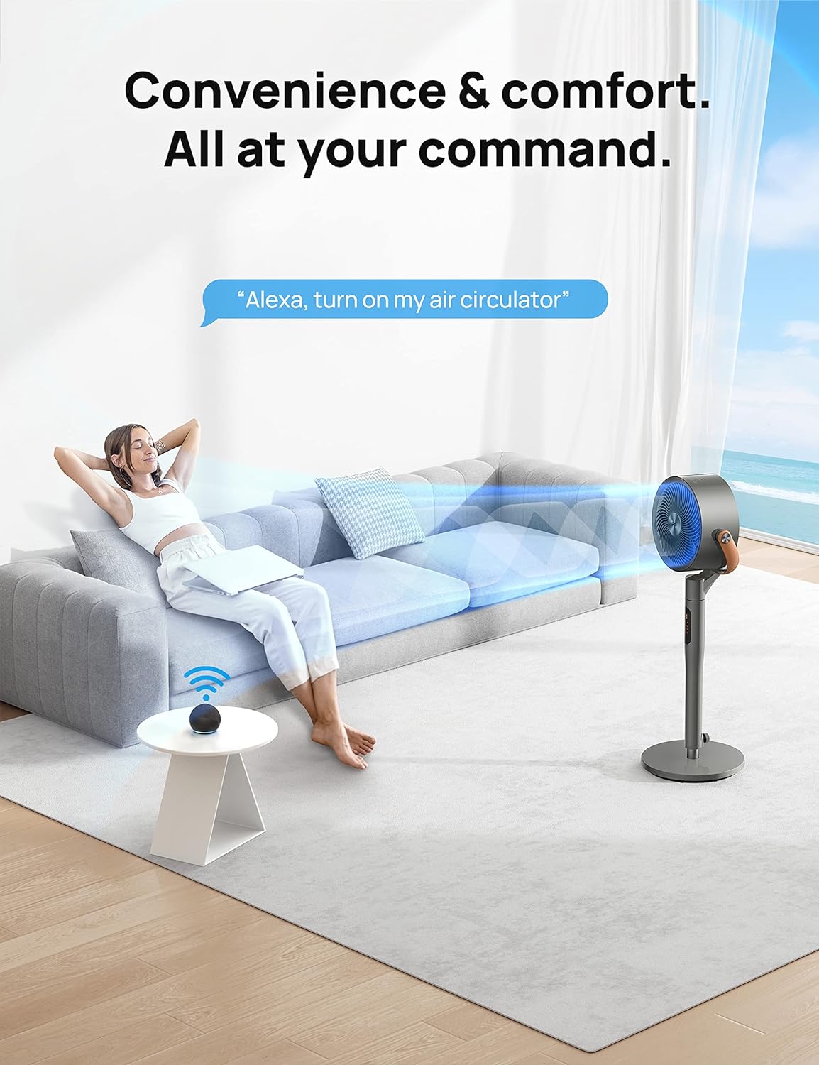 Dreo - Ventilador de pie oscilante inteligente de 120 + 105 para el hogar,...