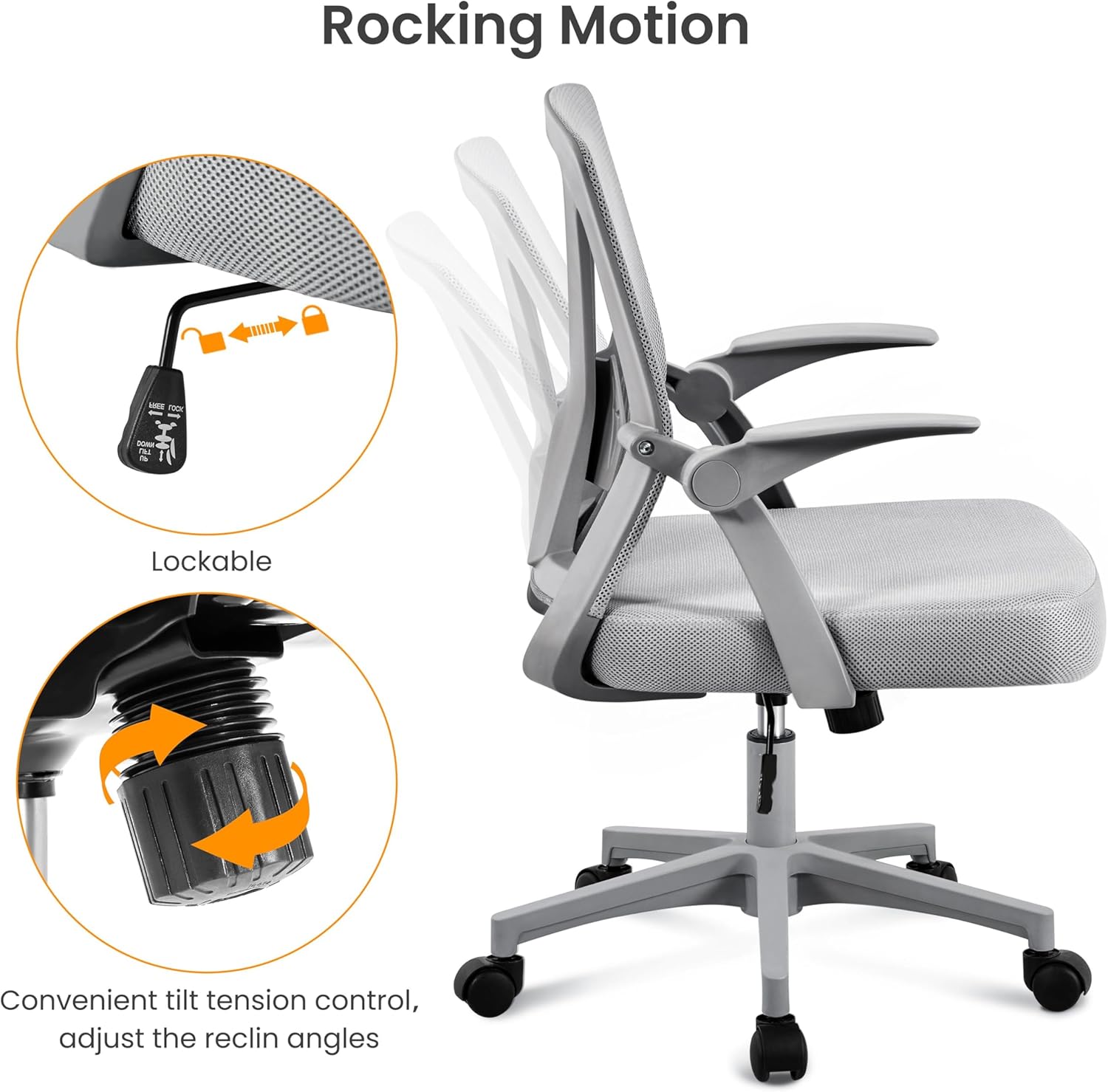 Yaheetech Silla de oficina de malla, silla giratoria de escritorio, silla de...