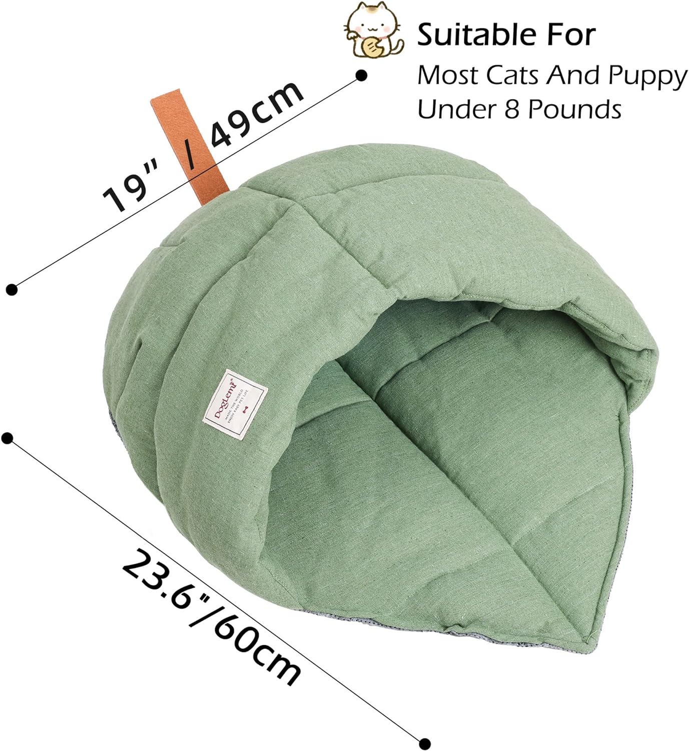 PD50082 - Saco de dormir para gatos, cama de tela de lino, nido de hojas de...