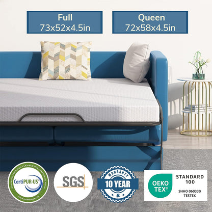 EGOHOME Colchón de repuesto de espuma viscoelástica Queen de 4.5 pulgadas para