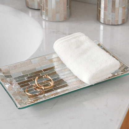 KMWARES Juego de accesorios decorativos de baño de vidrio de mosaico de 5