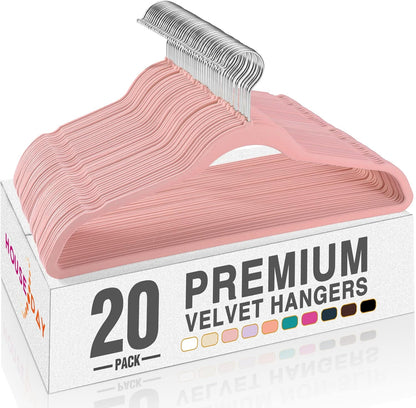 Premium Velvet Hangers, Non-Slip Thin Flocked Felt Hangers, Sturdy Clothes