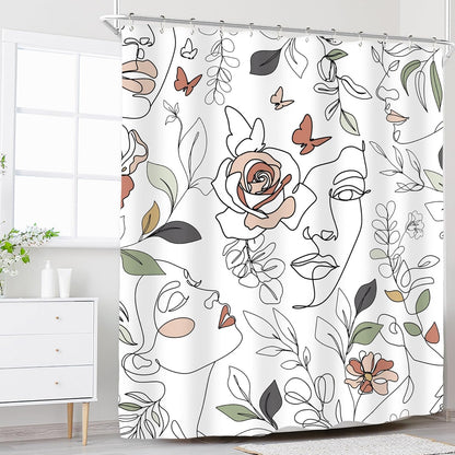 Riyidecor Cortina de ducha abstracta para mujer, para decoración de baño, 60