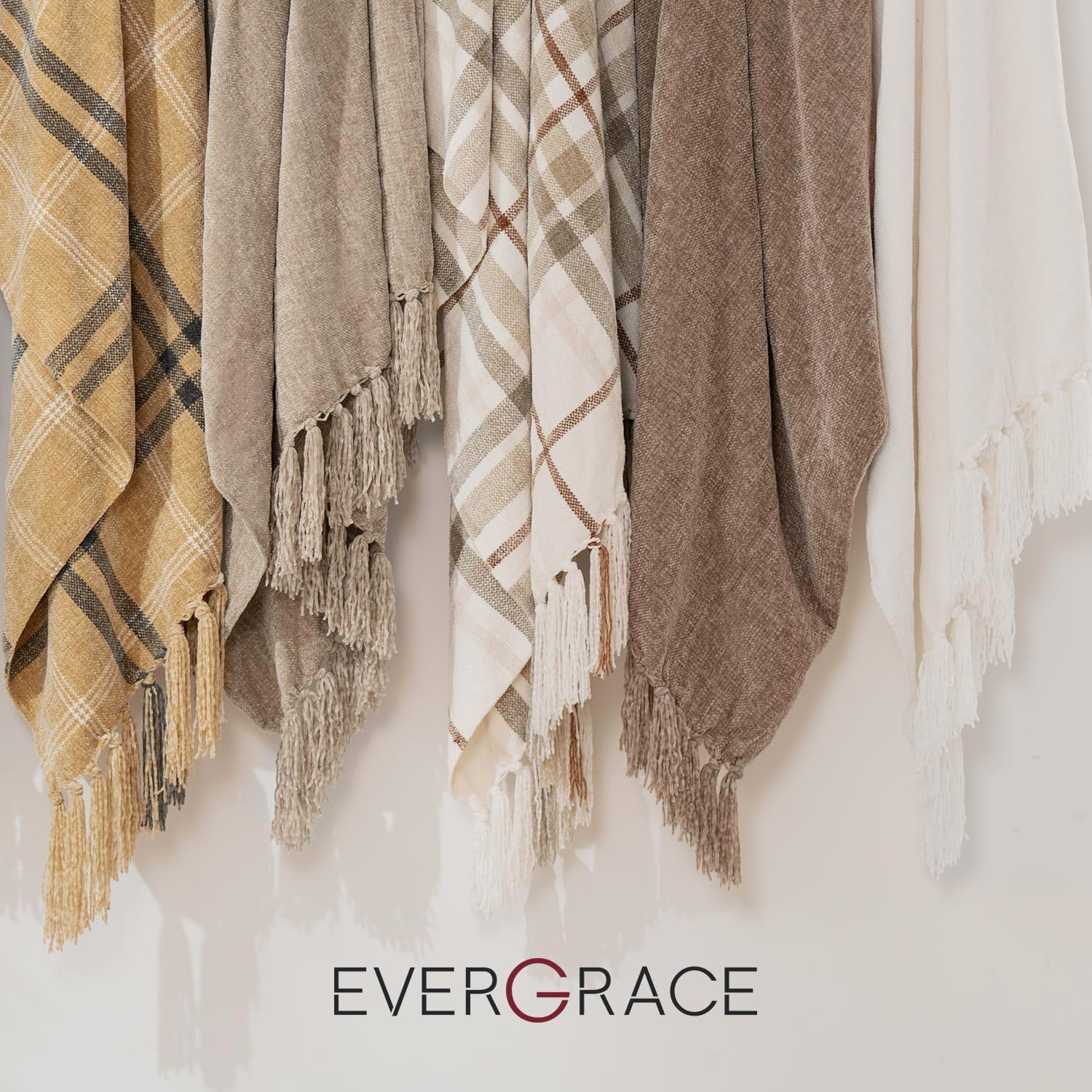 EVERGRACE Manta de felpilla suave para sofá, acogedora manta decorativa de...