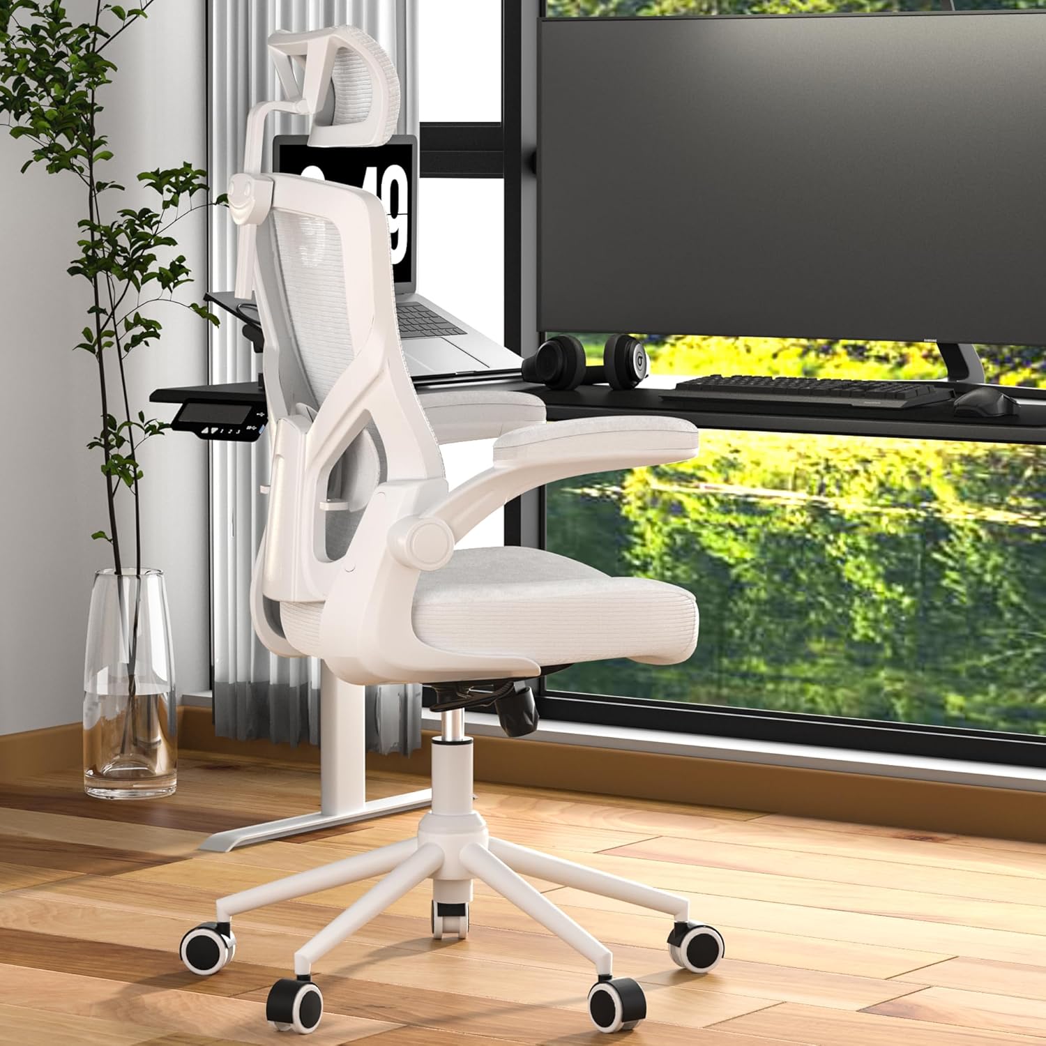 Silla de oficina en casa, silla de escritorio ergonómica y cómoda, silla de...
