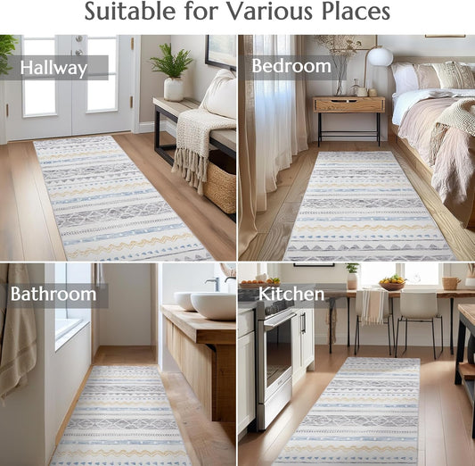 jinchan Alfombra marroquí de pasillo de 2 x 5 pies, ultrafina, lavable,...