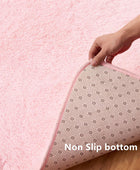AMTOVO Alfombra peluda para sala de estar, 9 x 12 pulgadas, color rosa, grande,...