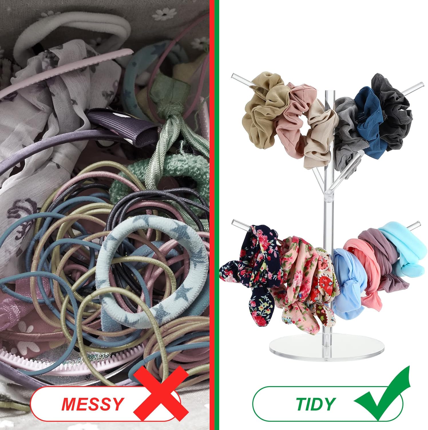 Soporte de acrílico para coletero organizador de ramas en ángulo, soporte para