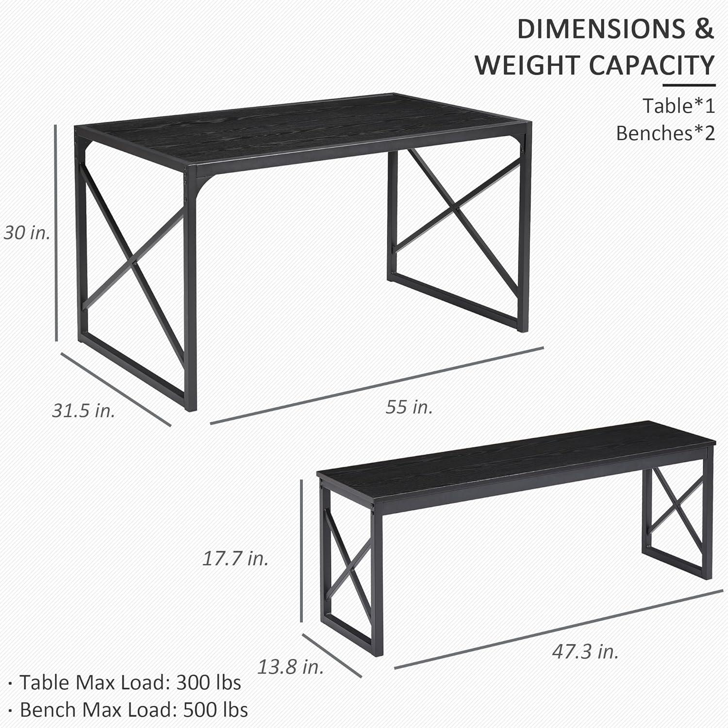 Juego de mesa de comedor de 55 pulgadas para 4-6, cena rectangular con 2