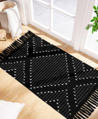 MitoVilla Alfombra de baño bohemia negra de 2 x 3 pies, alfombra de cocina...