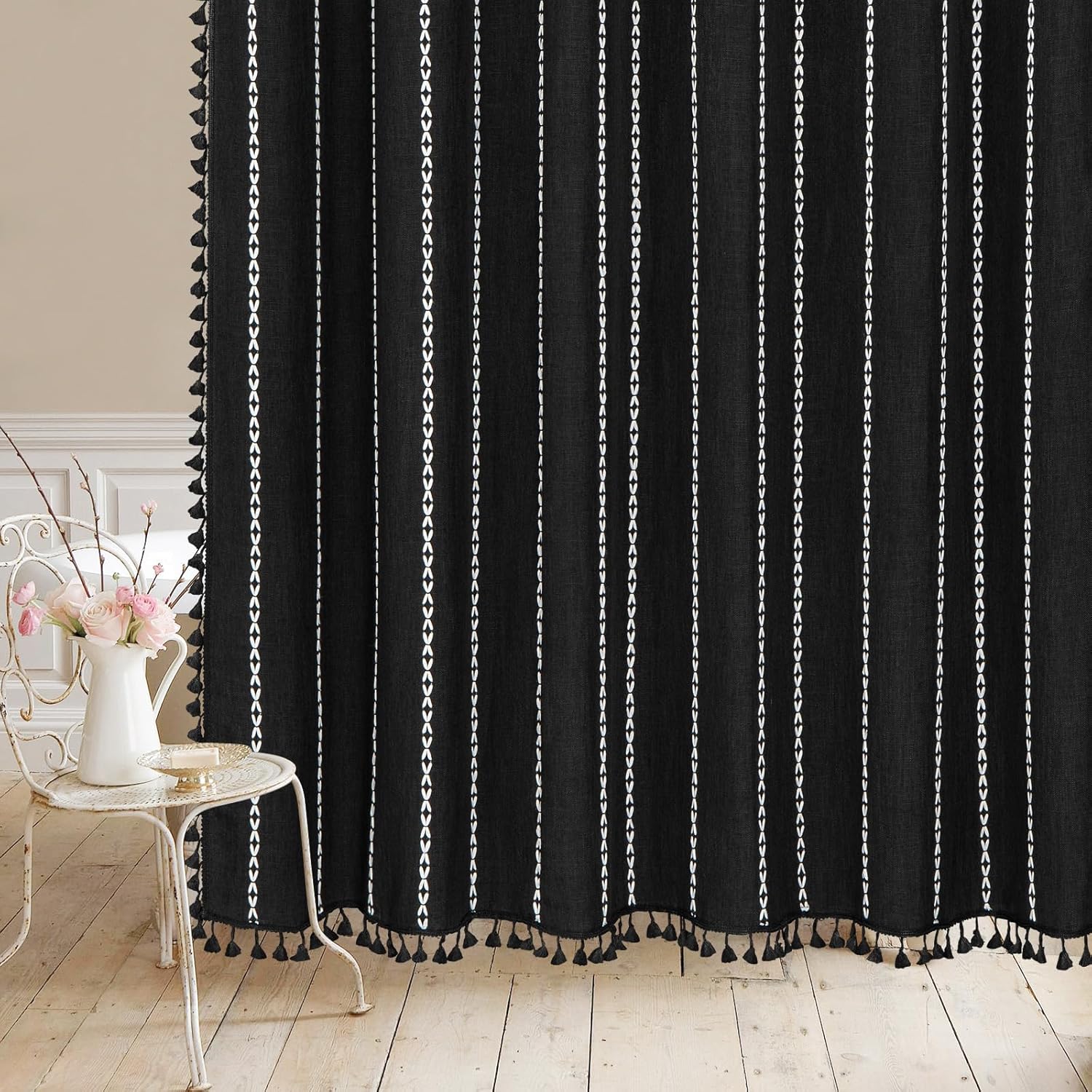 MitoVilla - Cortina de ducha extralarga estilo bohemio de 72 x 84 pulgadas,...