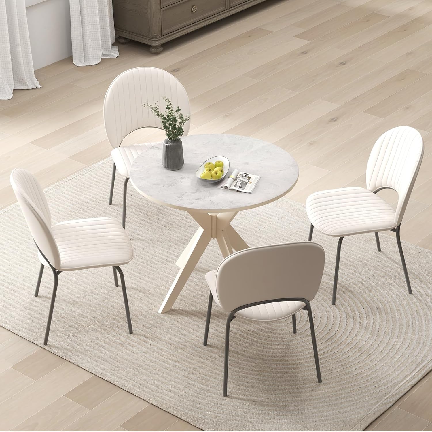 Giantex Mesa de comedor redonda de madera de 36 pulgadas, mesa de cocina de...