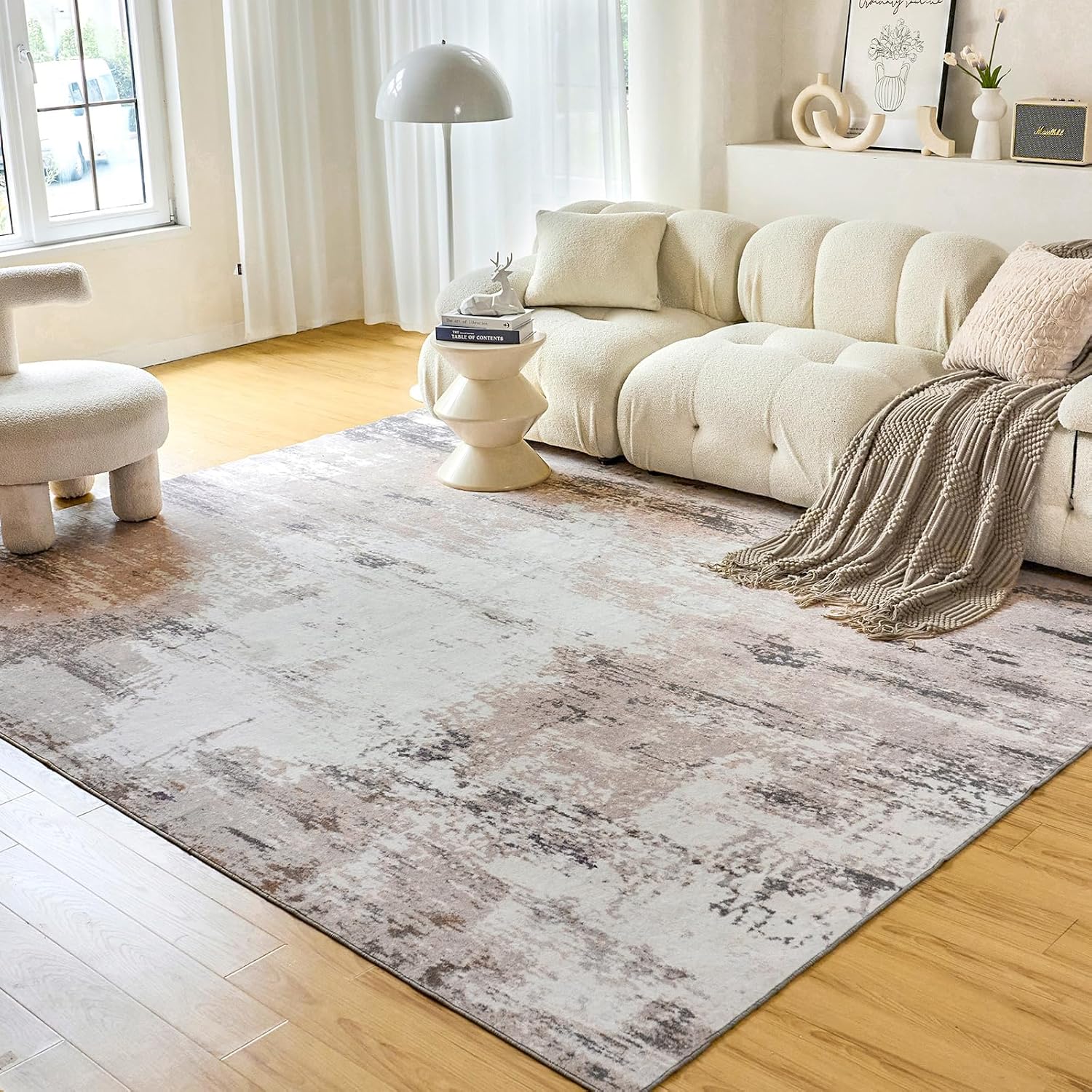 Alfombra lavable a máquina, de 5 x 7 pies, pelo bajo, no desprende pelusa,