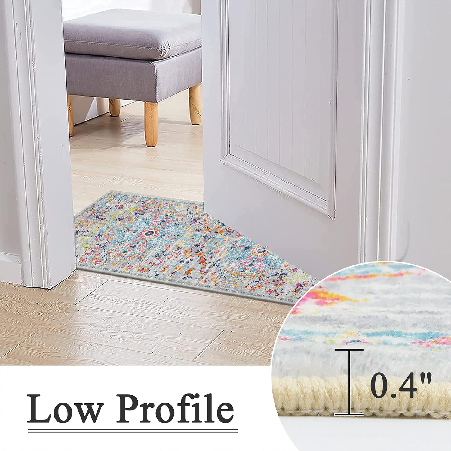 Pauwer Alfombra de pasillo envejecida de 2 x 10 pies, antideslizante y lavable,...