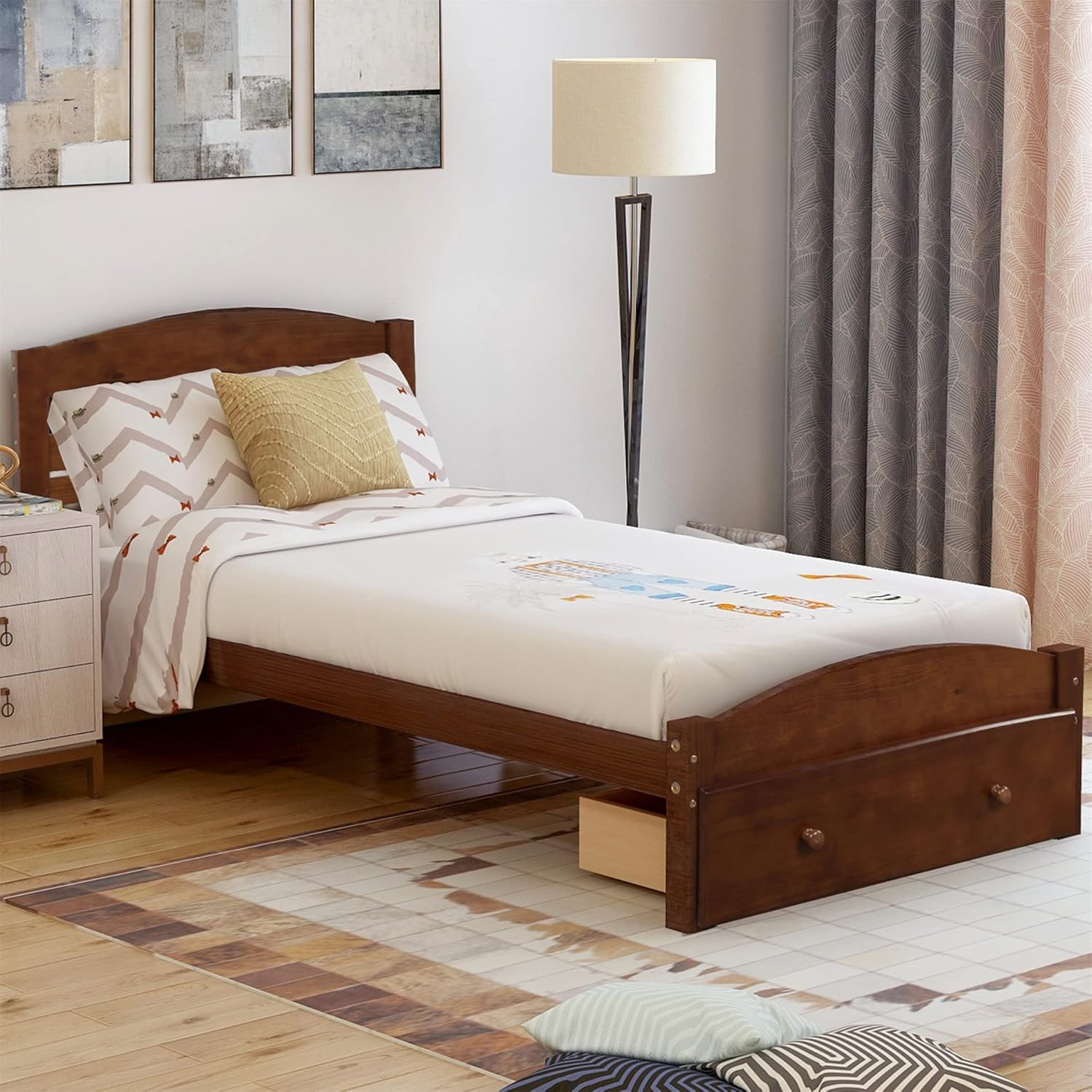 Harper & Bright Designs Cama individual con cajones de almacenamiento, cama...