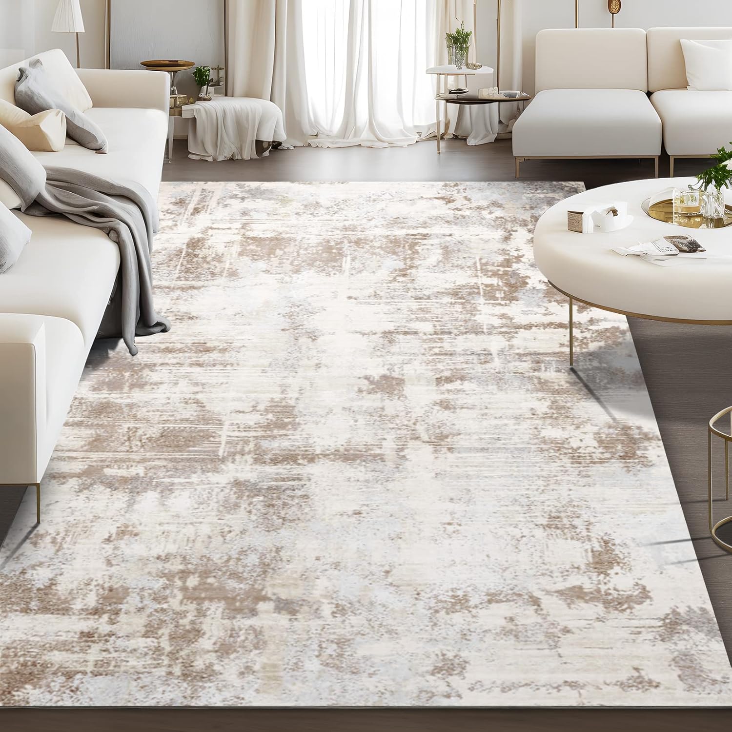 Alfombra de área para sala de estar 5 x 7 de interior, suave, esponjosa,...