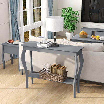 Mesa de consola estrecha, mesa de sofá elegante, mesa de entrada, gris