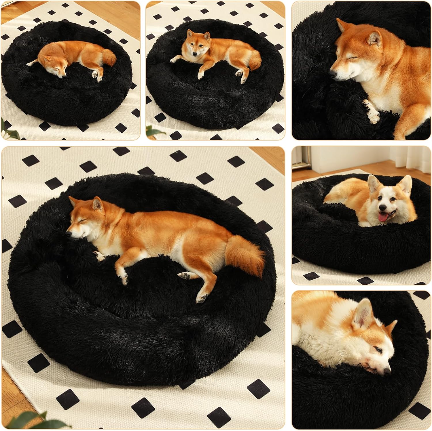 Camas calmantes para gatos y perros pequeños, medianos y grandes, cama de pelo...