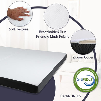 Colchón plegable, colchón de espuma viscoelástica de gel de tres pliegues,