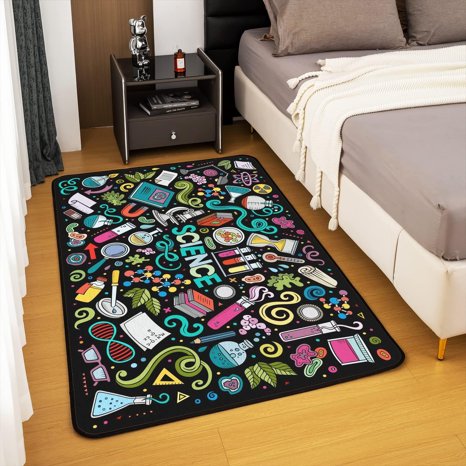 Alfombras de ciencia para sala de estar, dormitorio, alfombra de graffiti para...