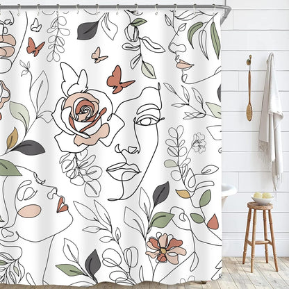 Riyidecor Cortina de ducha abstracta para mujer, para decoración de baño, 60