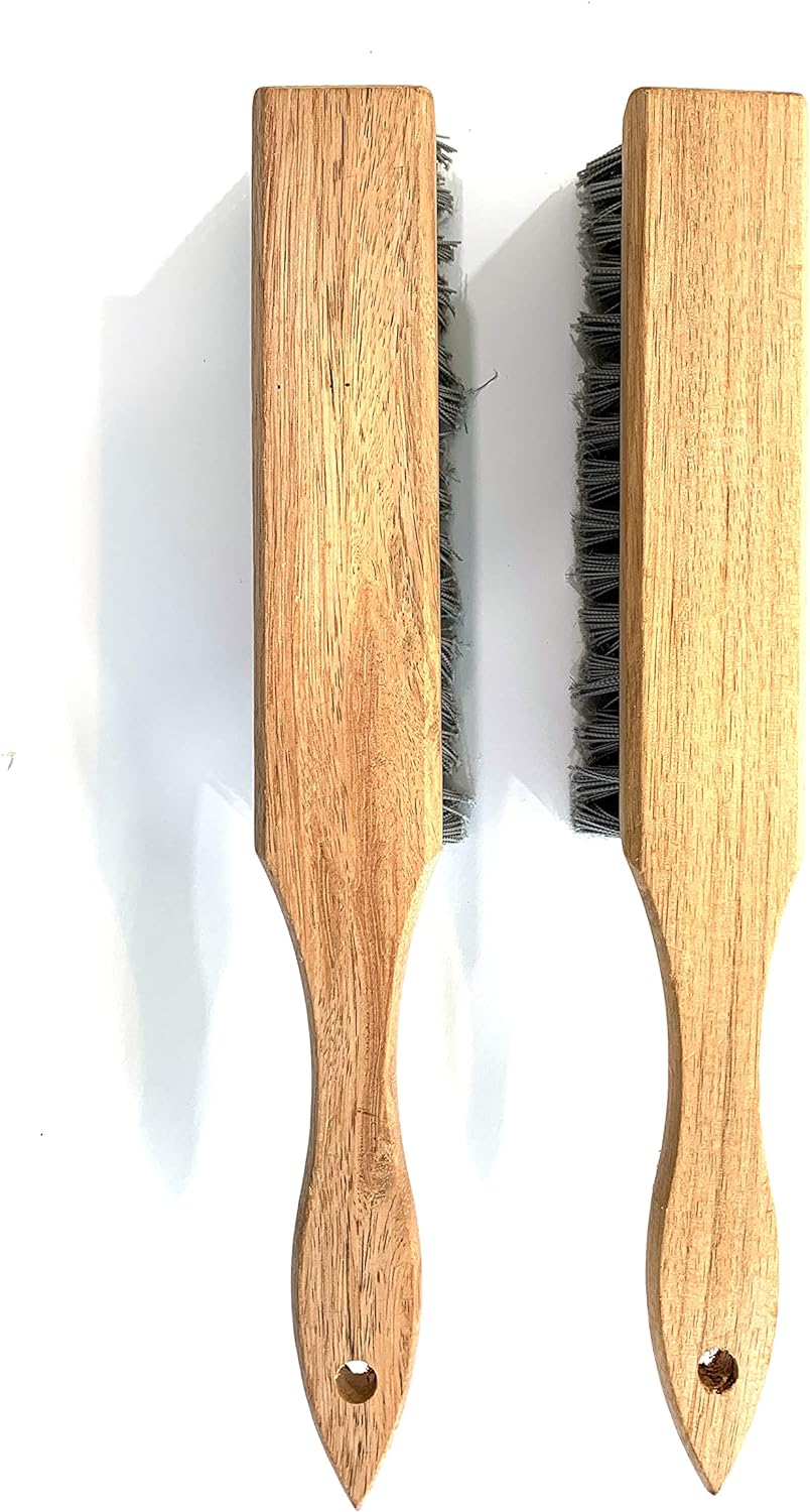 2 cepillos de madera para banco de cerdas suaves, mango largo, cepillo para