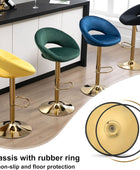 Juego de 2 taburetes de bar de terciopelo, taburetes de bar contemporáneos con...