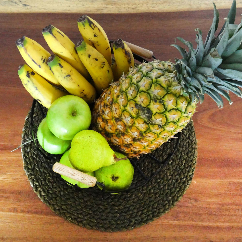 Frutero Terum Rejiplas Negro en Acero con Mangos en Madera