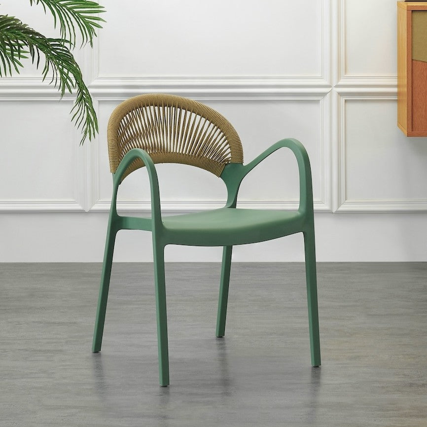 Set de 2 Sillas Daytona, Verde, con Espaldar, Reposa Brazos y Diseño Minimalista