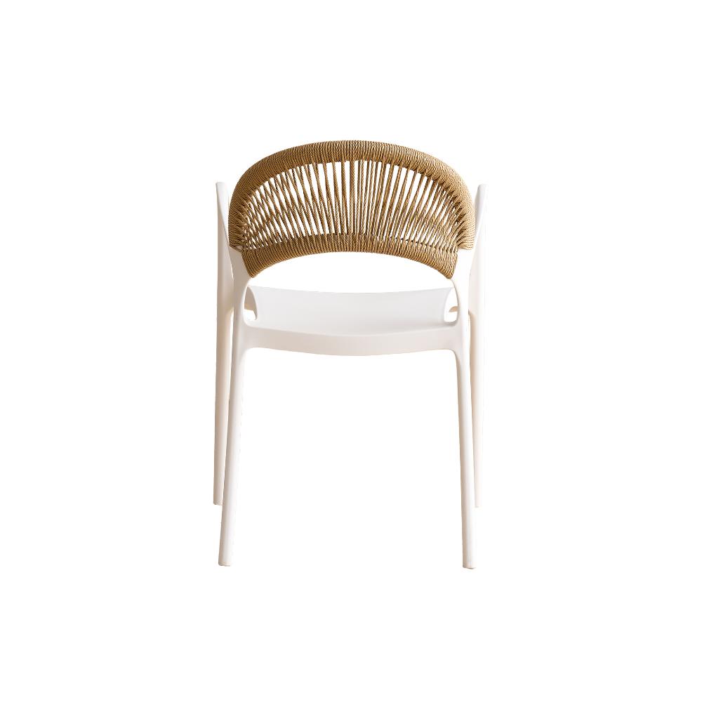 Silla Daytona, Blanco y Café Claro, Con Espaldar, Reposa Brazos y Diseño Minimalista