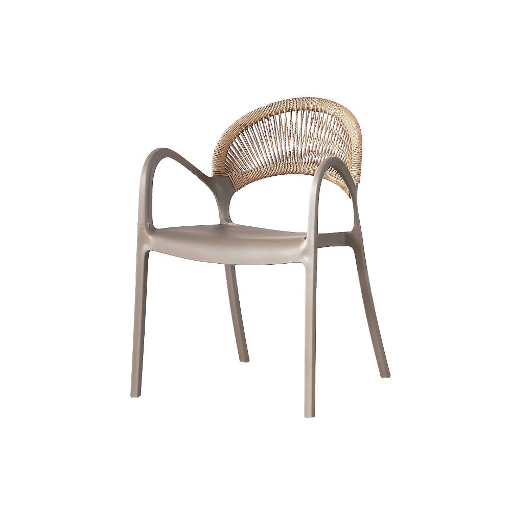 Set de 4 Sillas Daytona, Taupe y Café Claro, con Espaldar, Reposa Brazos y Diseño Minimalista