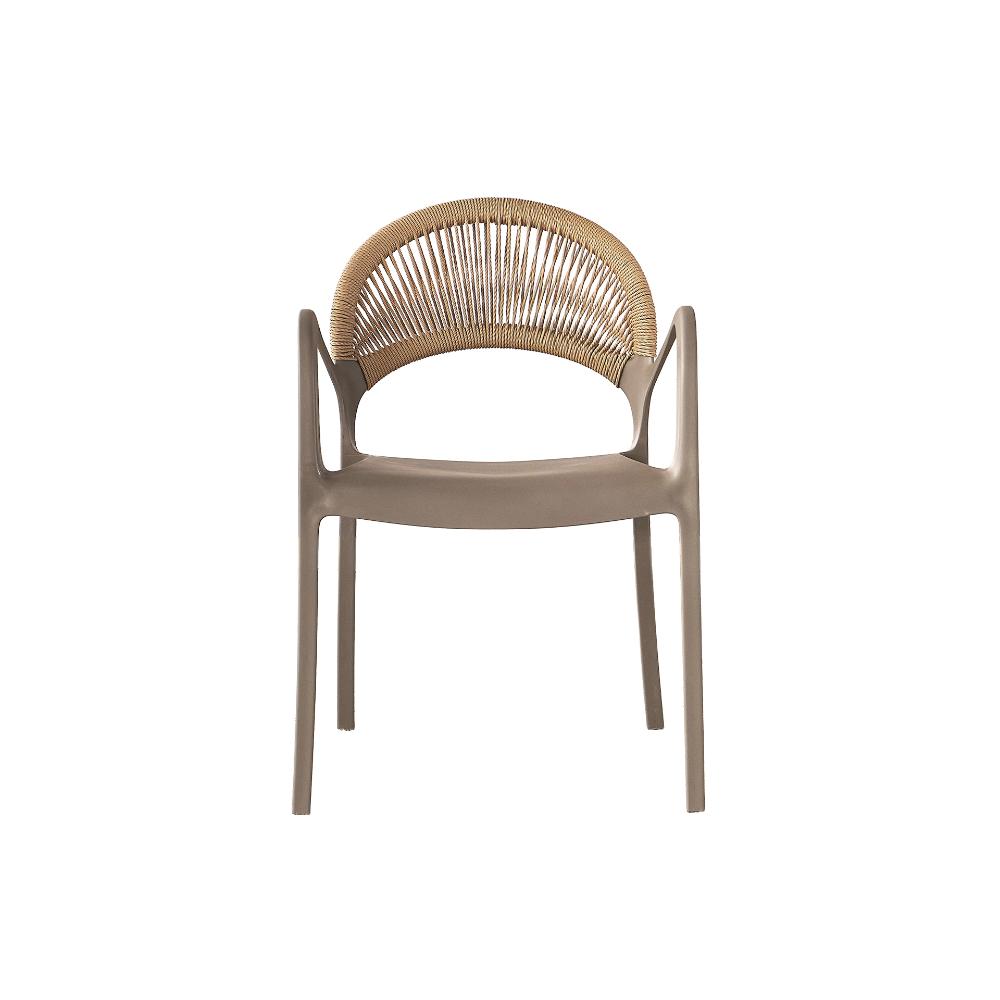 Set de 4 Sillas Daytona, Taupe y Café Claro, con Espaldar, Reposa Brazos y Diseño Minimalista