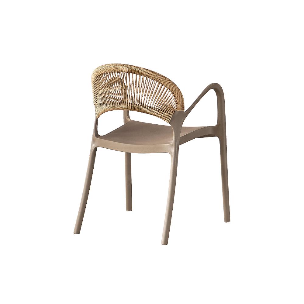 Set de 4 Sillas Daytona, Taupe y Café Claro, con Espaldar, Reposa Brazos y Diseño Minimalista