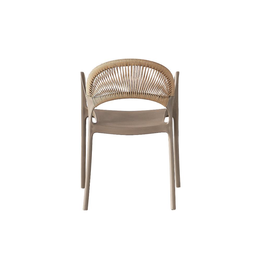 Set de 4 Sillas Daytona, Taupe y Café Claro, con Espaldar, Reposa Brazos y Diseño Minimalista