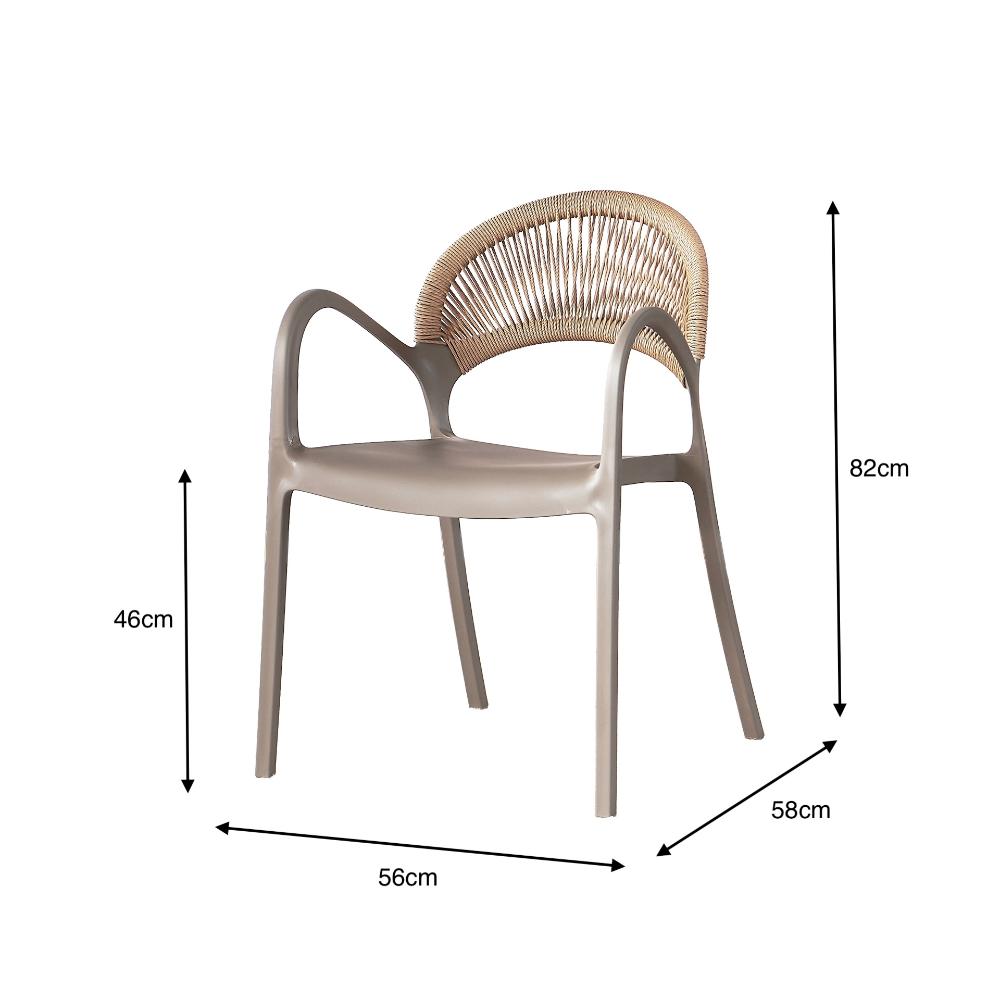 Set de 4 Sillas Daytona, Taupe y Café Claro, con Espaldar, Reposa Brazos y Diseño Minimalista
