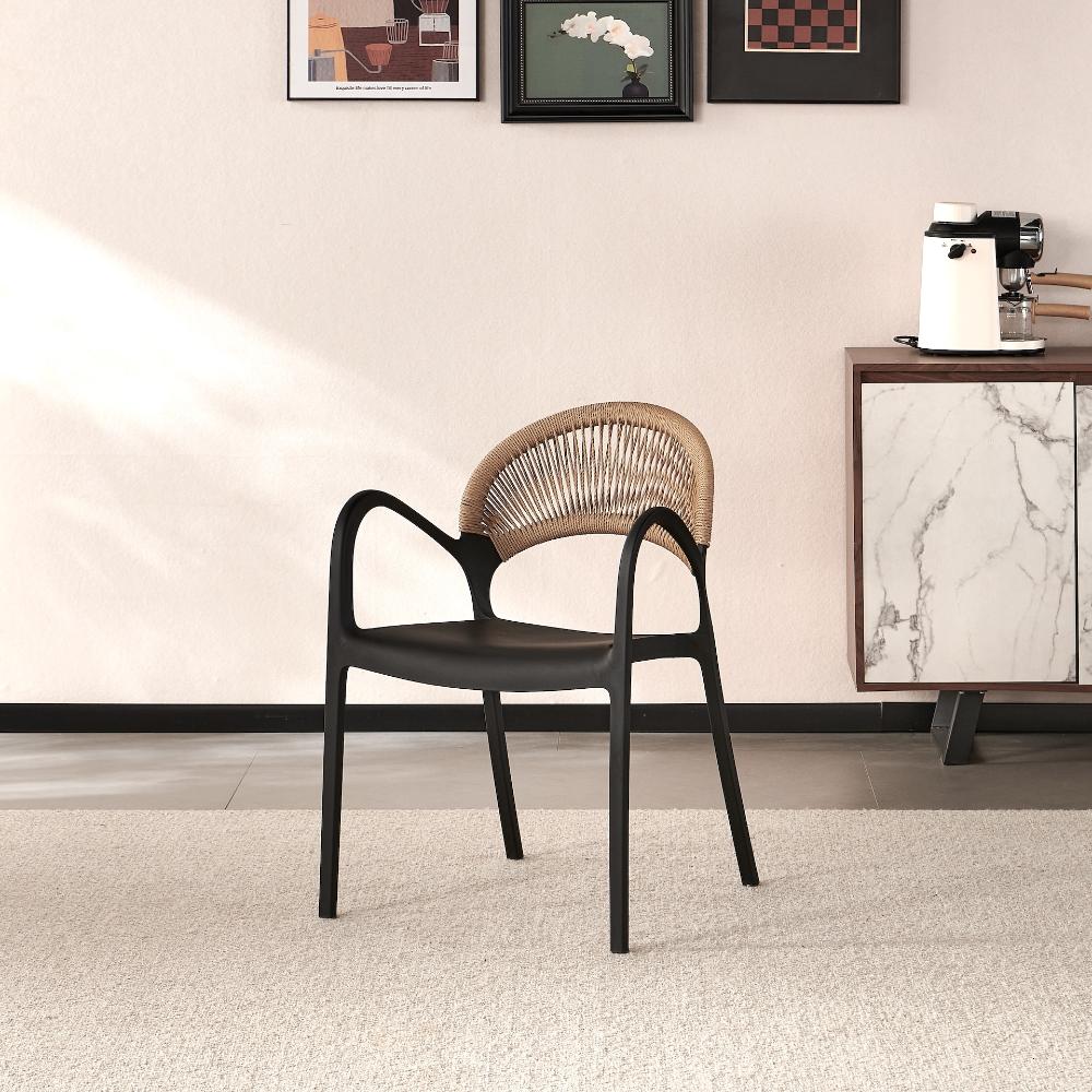 Silla Daytona, Negro y Café Claro, Con Espaldar, Reposa Brazos y Diseño Minimalista