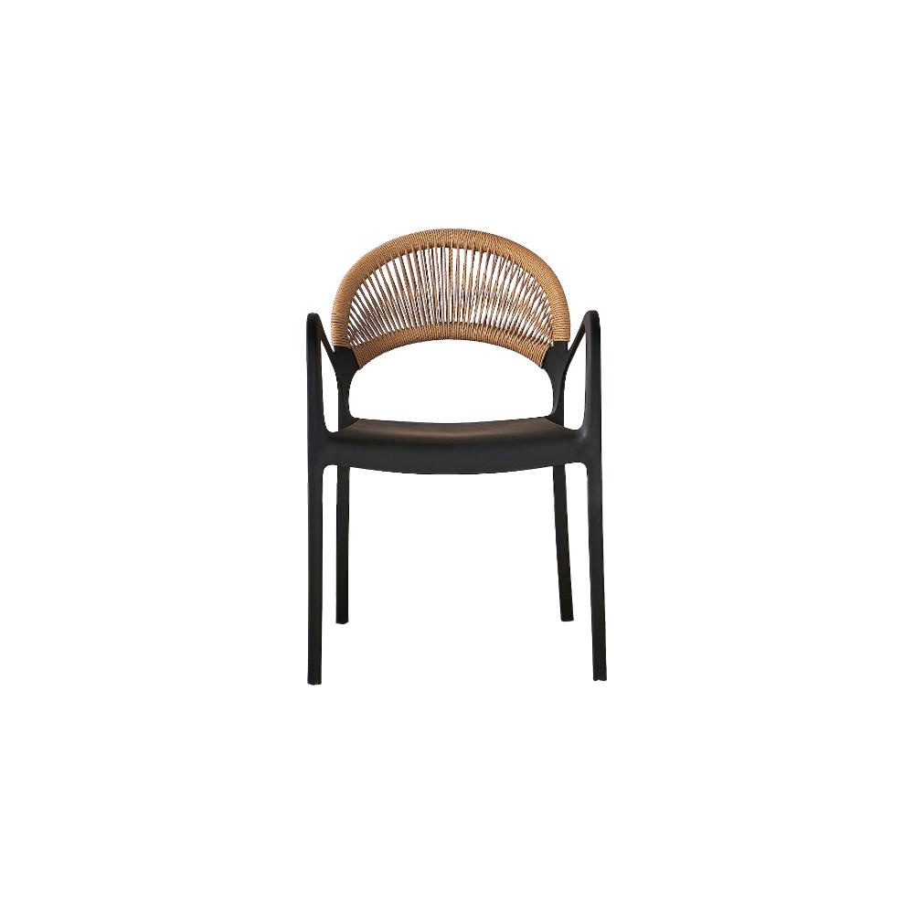 Silla Daytona, Negro y Café Claro, Con Espaldar, Reposa Brazos y Diseño Minimalista