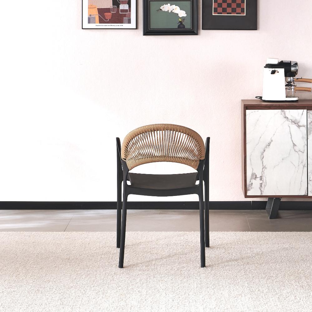Silla Daytona, Negro y Café Claro, Con Espaldar, Reposa Brazos y Diseño Minimalista