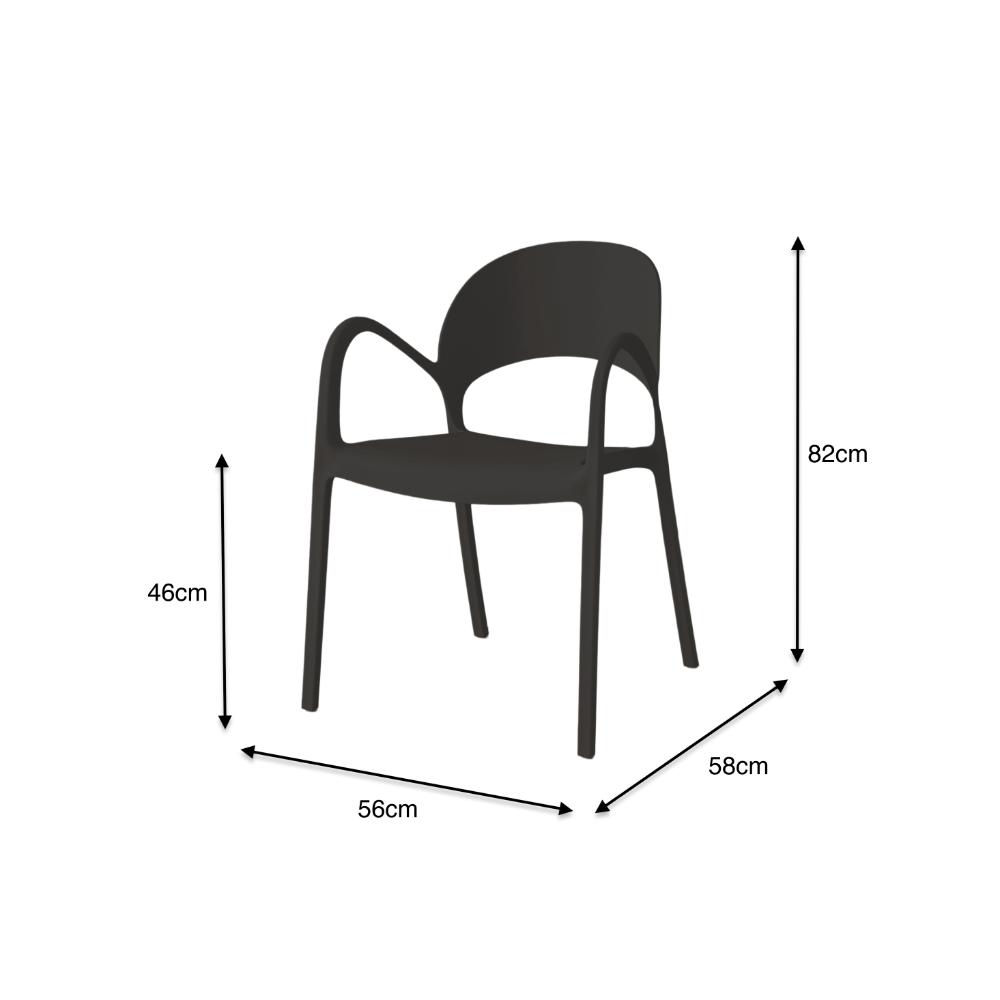 Silla Bremen, Negra, con Espaldar, Reposa Brazos y Diseño Minimalista