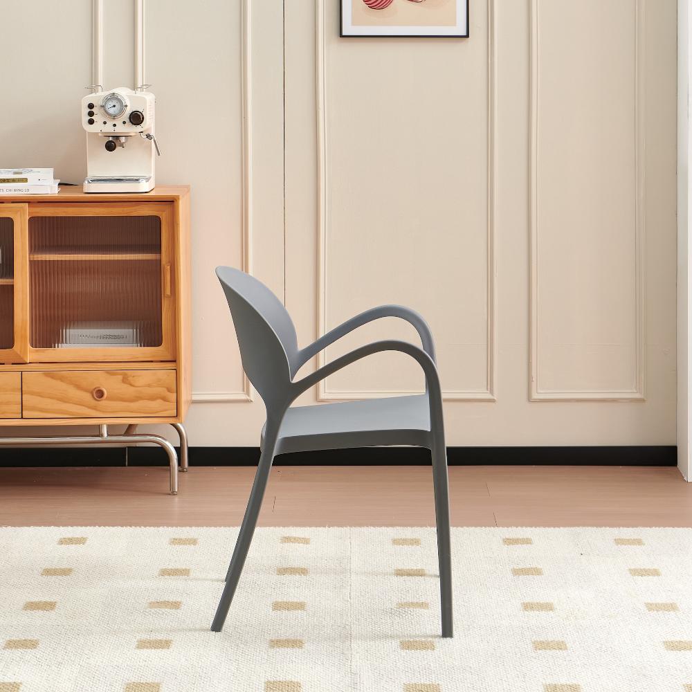 Silla Bremen, Gris Oscuro, Con espaldar, reposa brazos y diseño minimalista X4