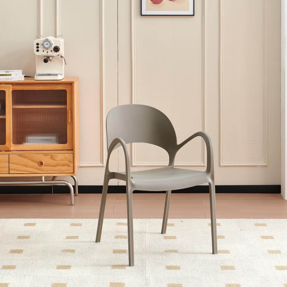 Silla Bremen, Taupe, Con espaldar, reposa brazos y diseño minimalista X4