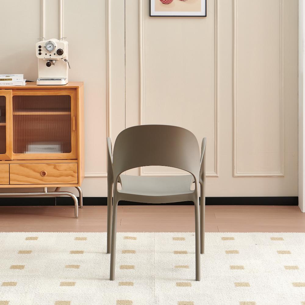 Silla Bremen, Taupe, Con espaldar, reposa brazos y diseño minimalista X4